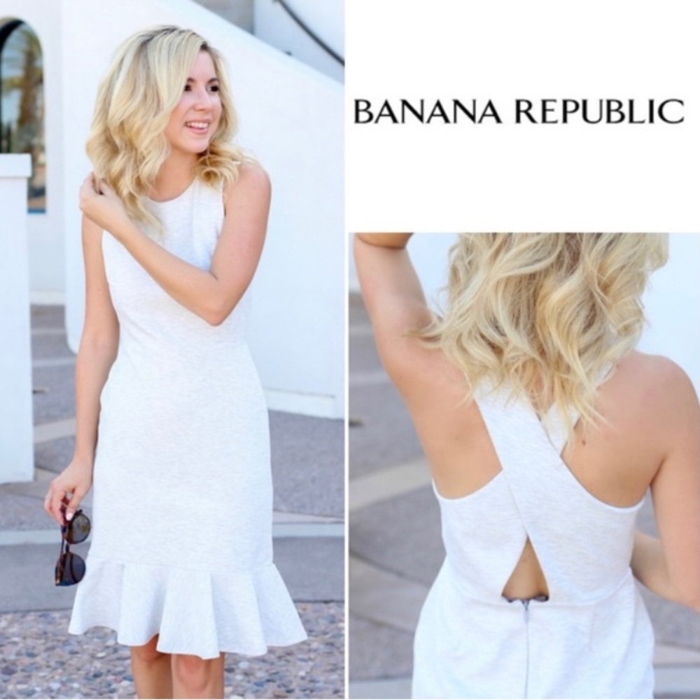 Banana Republic Light Heather Grey Cross Back Ponte Knit Dress - Picture 7 of 7